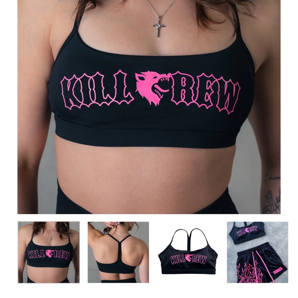 Kill Crew Black and Pink Sports Bra